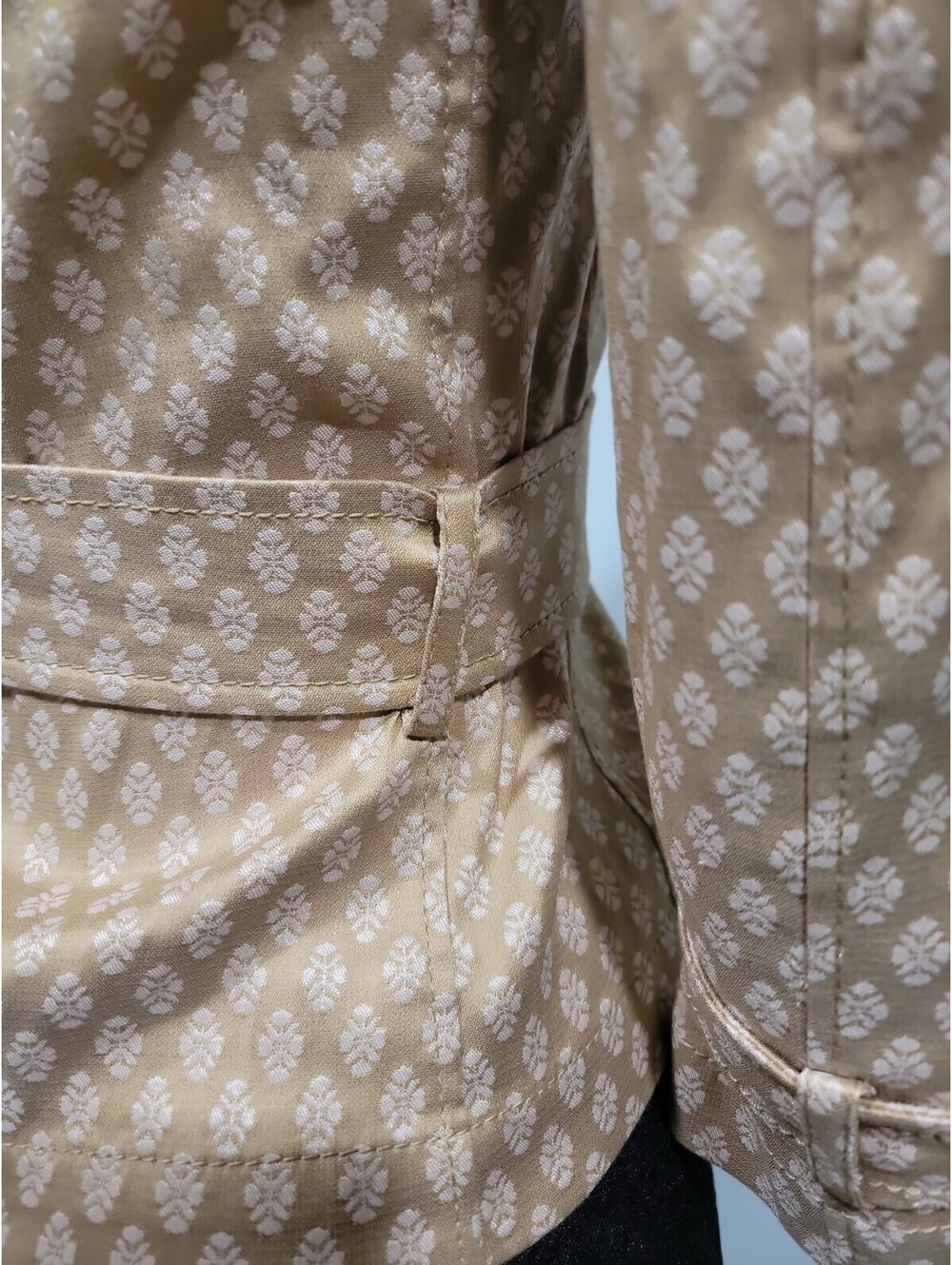 PIAZZA SEMPIONE Jacket Women US 4 IT 40 Beige Floral Belted Made in Italy NEW#CC - Picture 9 of 16